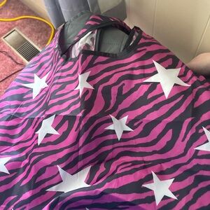 Pink Zebra Star Print Foldable Tote Bag Glam Travel Shopping